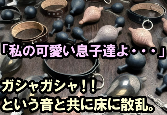 ｢ガシャガシャ!!｣という音と共に、｢クスコ・聴診器・浣腸・首輪・ボールギャグ・アナルプラグ・鼻フック｣などが床にぶちまけられた・・・